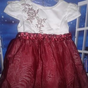 Dress Flower Girl Holidays Wedding 2t white red